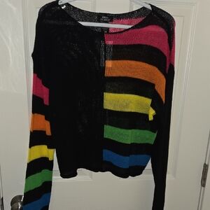 Forever 21 Black Multicolor Striped Cardigan